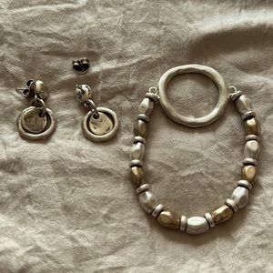 UNO de 50 earrings and bracelet set